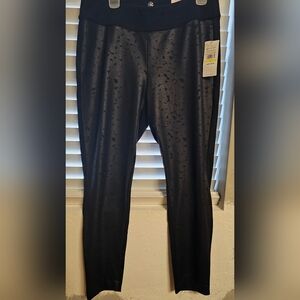 GAIAM Black Metallic Leopard Print Leggings